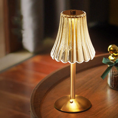 Golden Crystal Table Lamp | Rechargable Battery | Cordless Design | Easily adjustable | Warm Glow