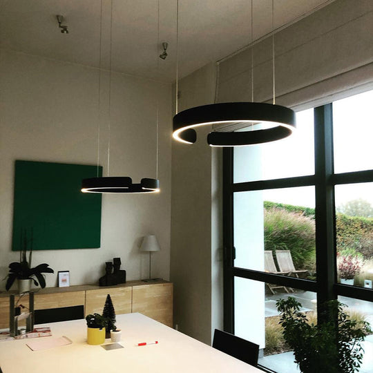 Modern Circle LED Pendant Light – Sleek Metal Ceiling Light Fixture for Contemporary Hanging Illumination, 40cm/60cm/80cm Options