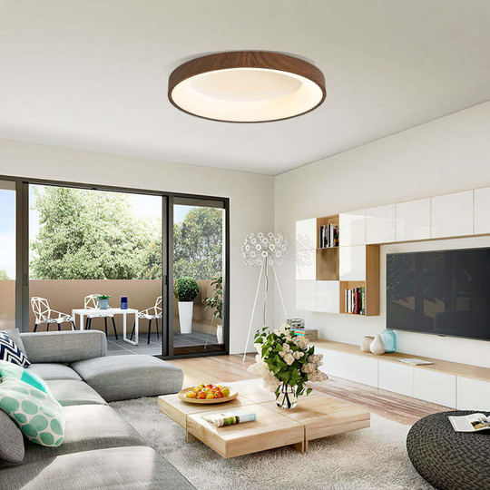 Variant image for Natural Wooden Flush Mount Ceiling Light – Energy-Efficient LED, Modern Circular Design for Bedroom, Multiple Sizes Available-4
