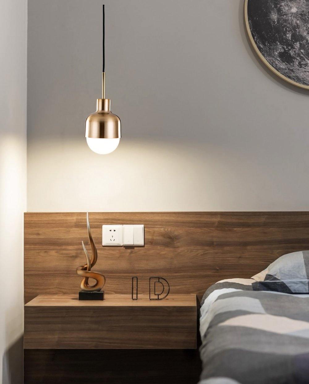 Modern Copper Pendant Lamp with Glass Shade – Adjustable Height Kitchen Pendant Lighting for Indoor Use