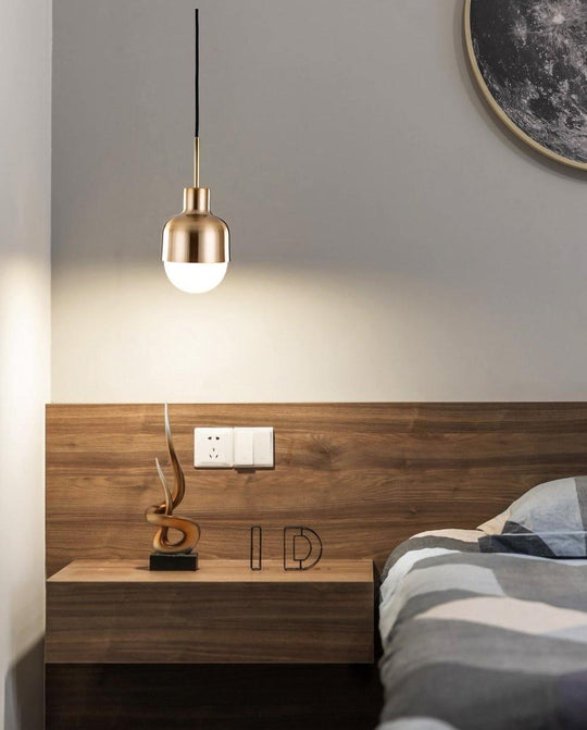Modern Copper Pendant Lamp with Glass Shade – Adjustable Height Kitchen Pendant Lighting for Indoor Use
