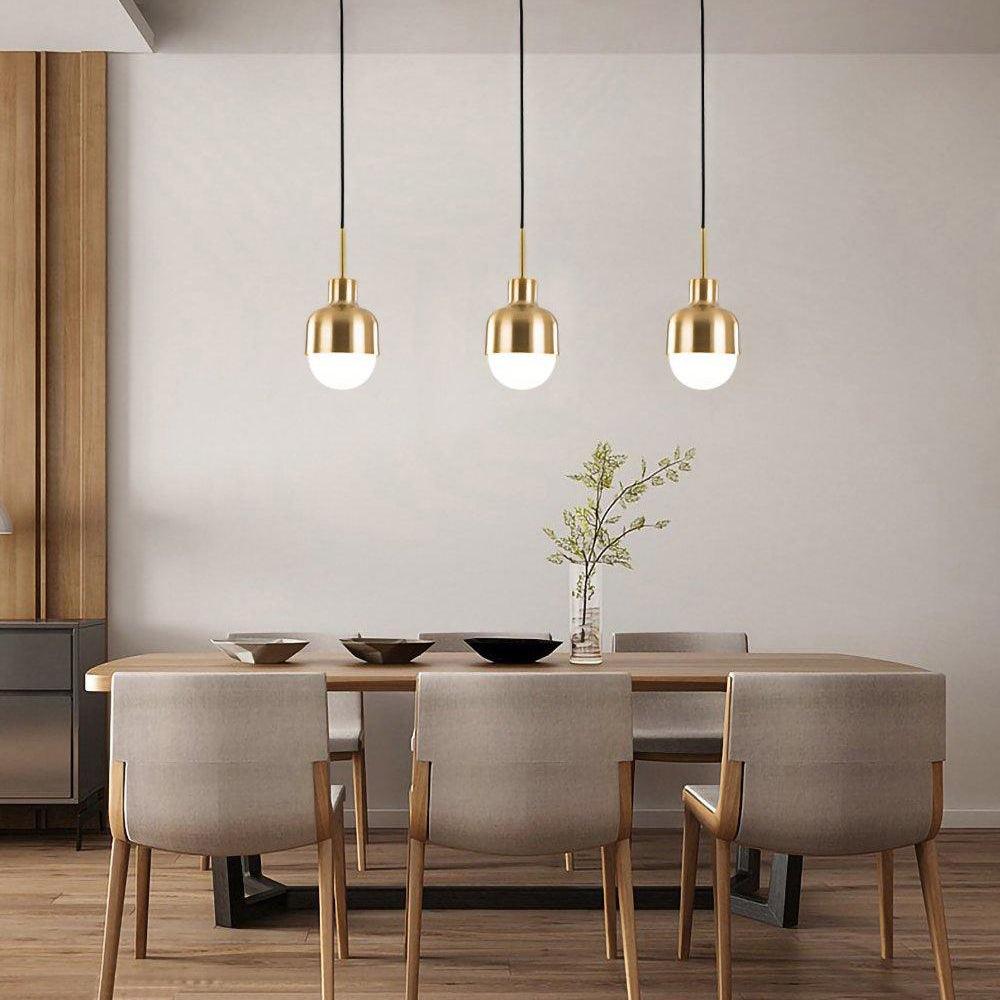 Modern Copper Pendant Lamp with Glass Shade – Adjustable Height Kitchen Pendant Lighting for Indoor Use