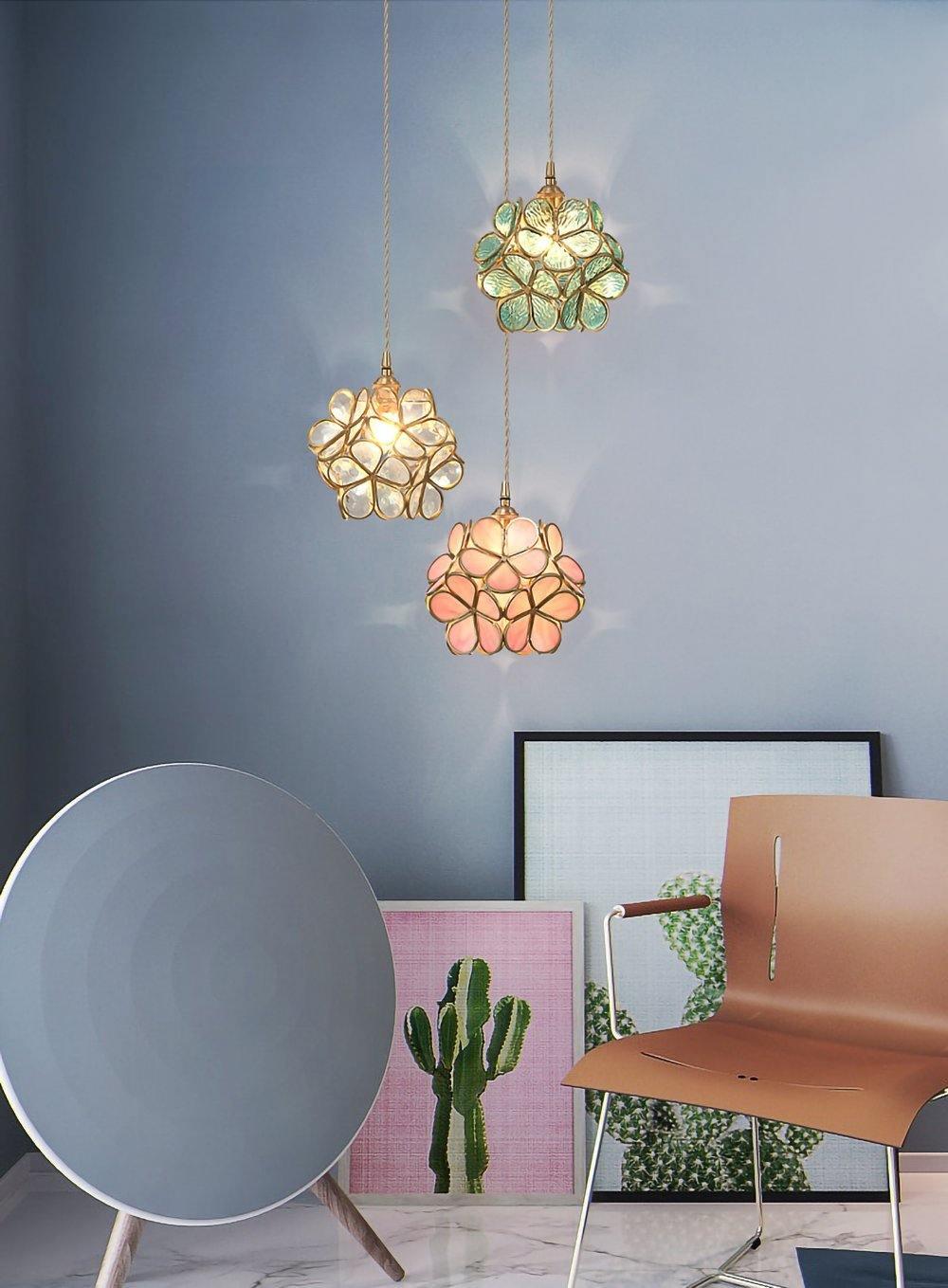 Modern Glass Pendant Light – Adjustable Brass Hanging Light for Kitchen or Indoor Use
