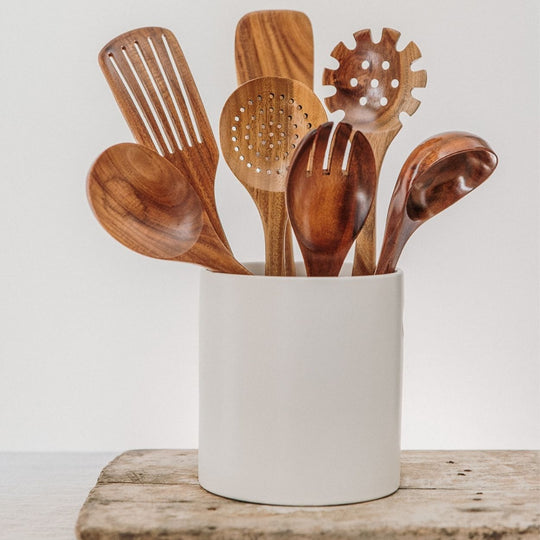 Niet-toxische en hittebestendige houten keukengerei (7-delige set)