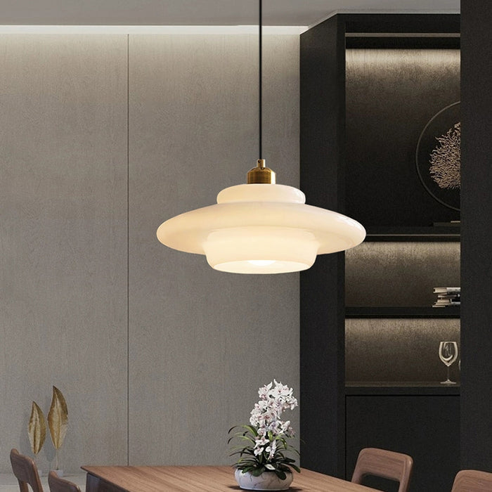 Elegant White Glass Pendant Light | Modern Minimalist Hanging Lamp