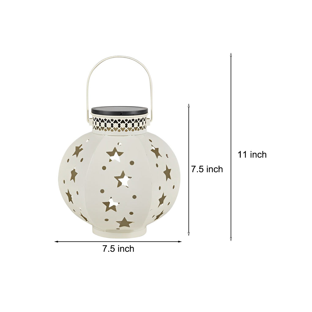 Solar Outdoor Lantern with Star Projection – Waterproof Iron Garden Lantern Light for Patio and Outdoor Use
