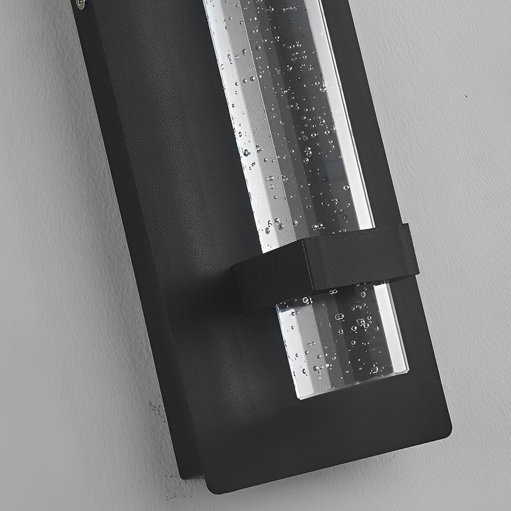 Waterproof Outdoor Wall Light with Bubble Glass Shade – 11.8 Inch Black Aluminum Exterior Sconce for Gardens and Patios