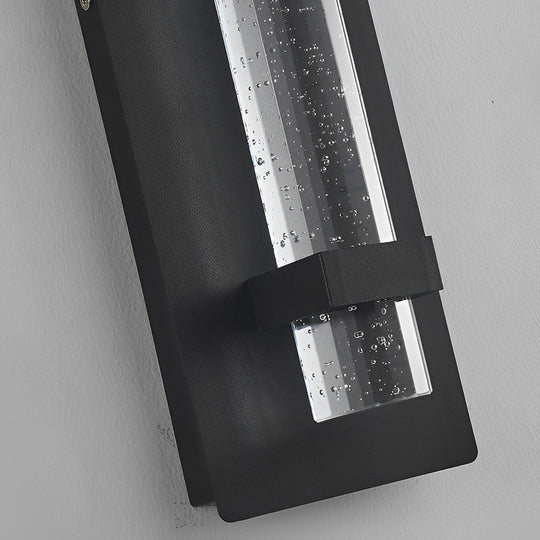 Waterproof Outdoor Wall Light with Bubble Glass Shade – 11.8 Inch Black Aluminum Exterior Sconce for Gardens and Patios
