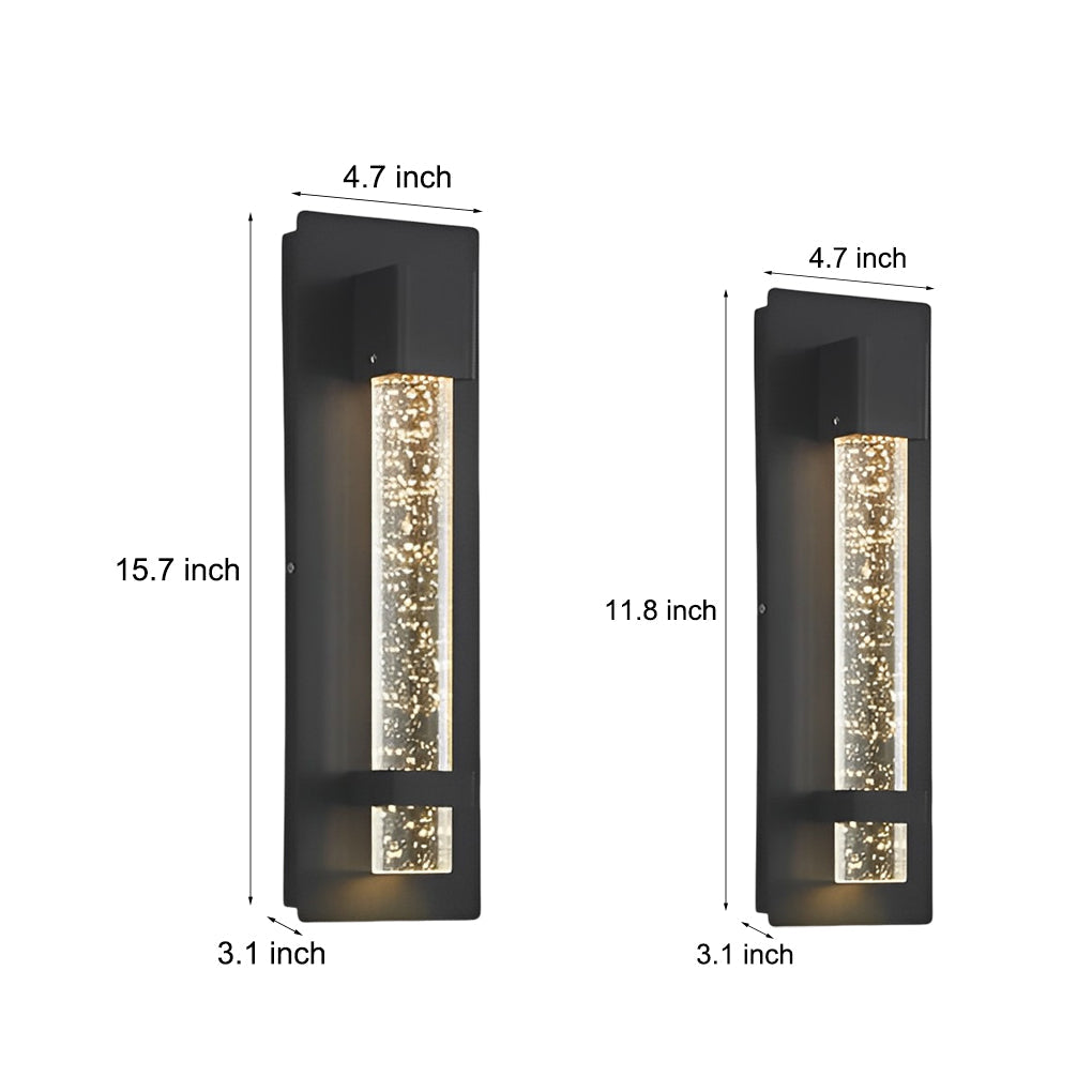 Waterproof Outdoor Wall Light with Bubble Glass Shade – 11.8 Inch Black Aluminum Exterior Sconce for Gardens and Patios