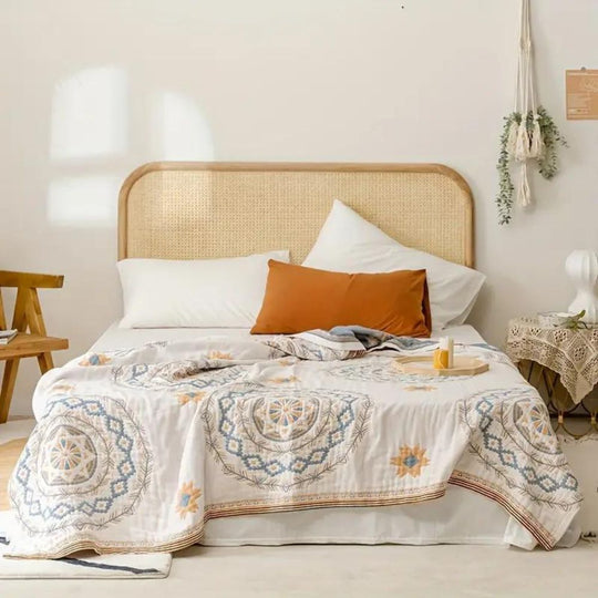 Serene Mandala | Cotton Throw Blanket | Machine Washable | Soft and Breathable