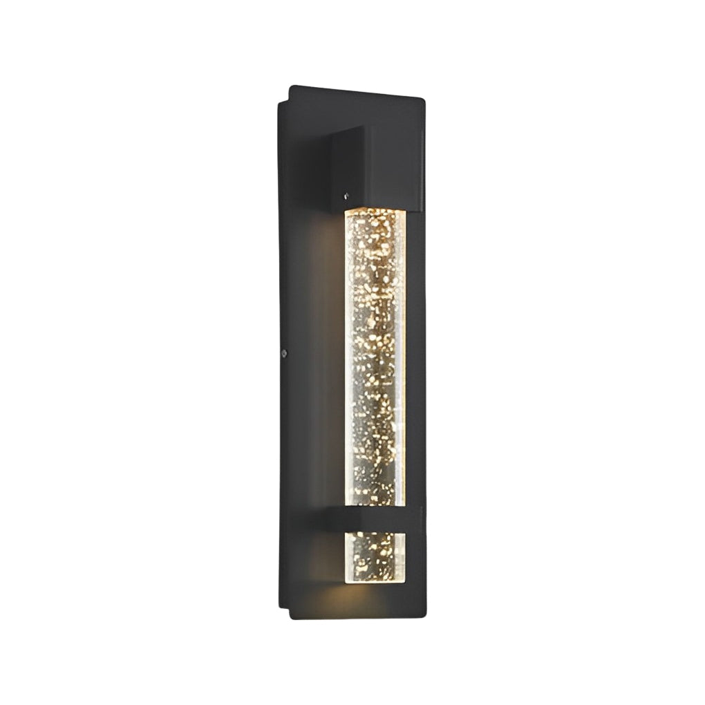 Waterproof Outdoor Wall Light with Bubble Glass Shade – 11.8 Inch Black Aluminum Exterior Sconce for Gardens and Patios