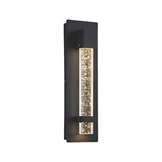 Waterproof Outdoor Wall Light with Bubble Glass Shade – 11.8 Inch Black Aluminum Exterior Sconce for Gardens and Patios