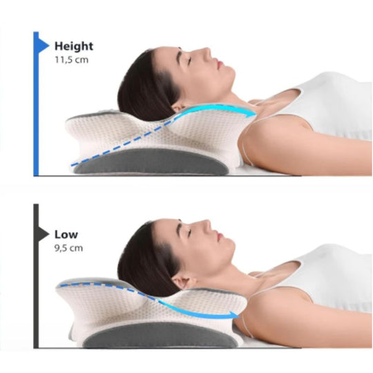 Oreiller orthopédique en mousse à mémoire de forme 2-en-1 | Soulagement des douleurs au cou et aux épaules