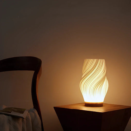 Contemporary Dimmable USB Table Lamp with Wooden Base – Stylish Bedside or Desk Lamp for Modern Living Room