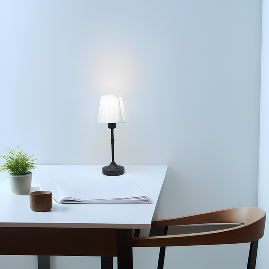 Rechargeable Cordless Table Lamp with Dimmable Lighting – Elegant Iron Frame and Fabric Shade for Bedside or Living Room