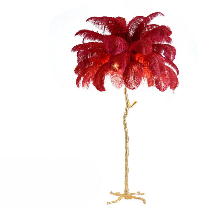 Luxury Gold Nordic Ostrich Feather Floor Lamp – Elegant & Stylish Lighting