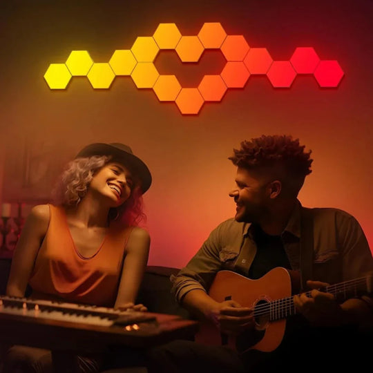 Customizable LED Wall Panels with 16 Million Colors and Music Sync – Hexagonal Design for Creative Lighting