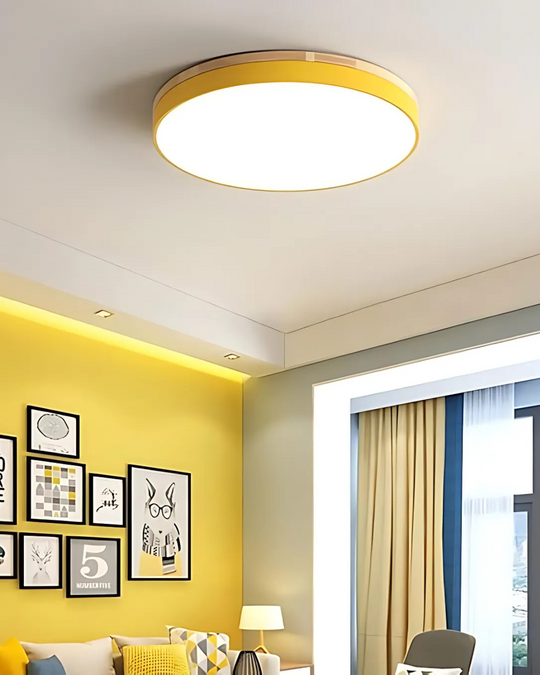 Modern Ceiling Light - Wood & Coloured Accent
