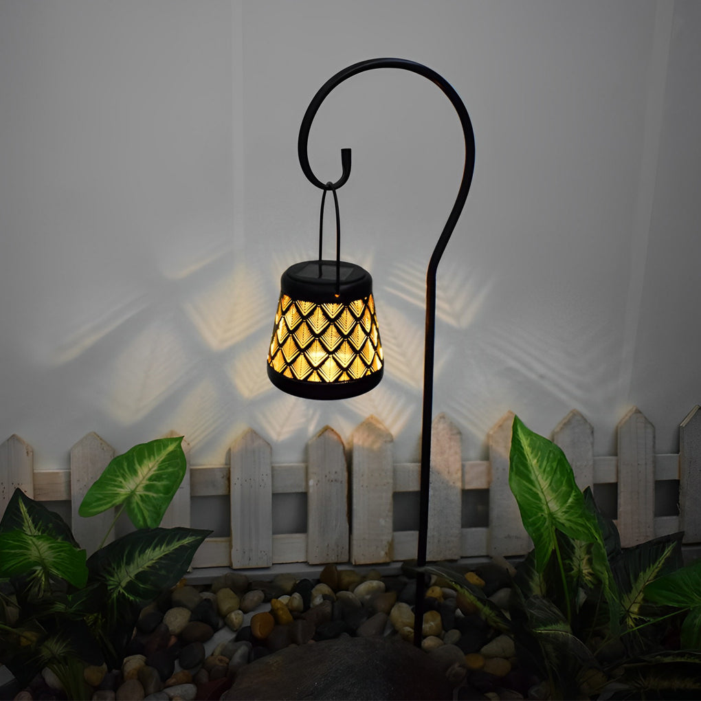 Ensemble de 2 lanternes solaires d'extérieur – Lampes LED suspendues en treillis de fer rétro, étanches pour jardin et allée