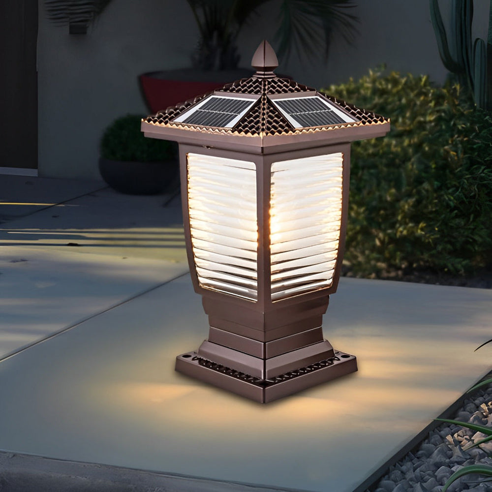 Modern Solar Fence Post Lights with Intelligent Light Control - Waterproof Aluminum Design for Garden and Outdoor Spaces
