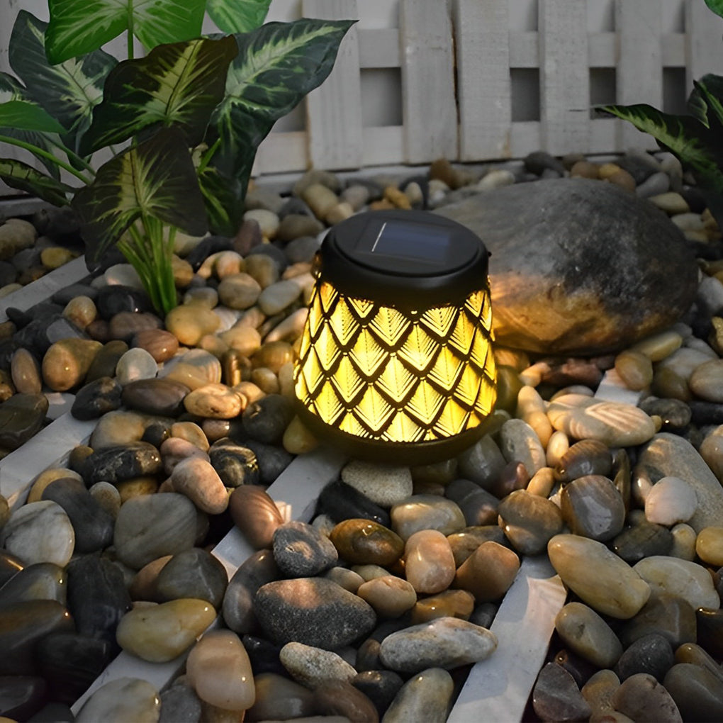 Ensemble de 2 lanternes solaires d'extérieur – Lampes LED suspendues en treillis de fer rétro, étanches pour jardin et allée
