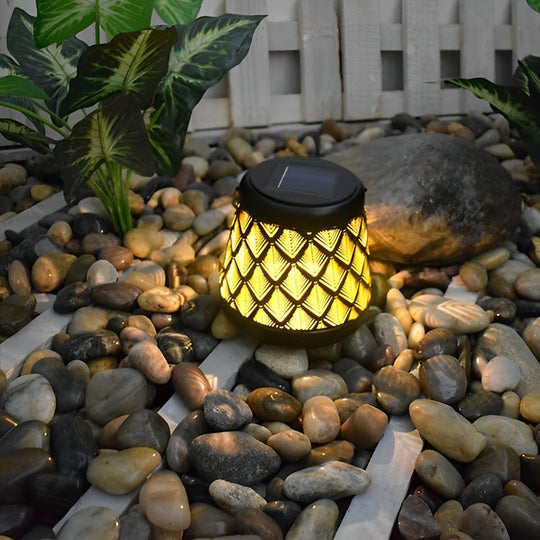 Ensemble de 2 lanternes solaires d'extérieur – Lampes LED suspendues en treillis de fer rétro, étanches pour jardin et allée