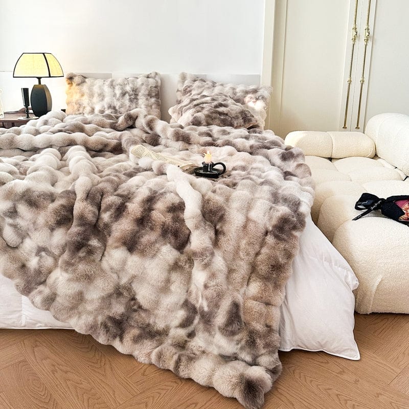 Plaid en fausse fourrure tie-dye luxueux – Doux, confortable, réversible, 50 x 60 pouces, multicolore