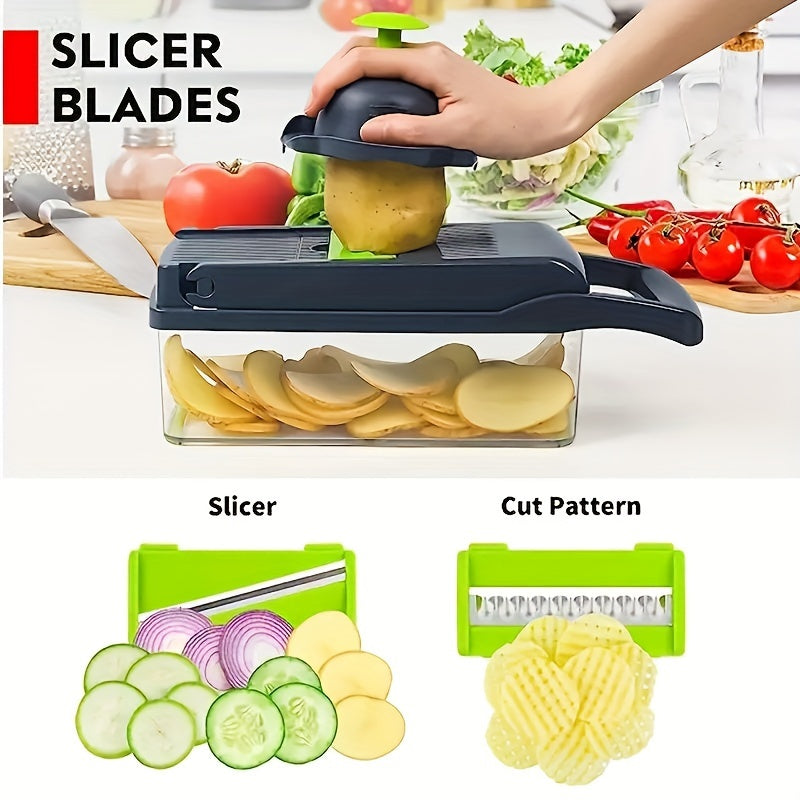 16-in-1 Groentesnijder & Snijder – Multi-Blad Keukengadget voor Gemakkelijk Maaltijdvoorbereiding