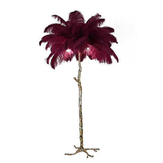 Luxury Gold Nordic Ostrich Feather Floor Lamp – Elegant & Stylish Lighting