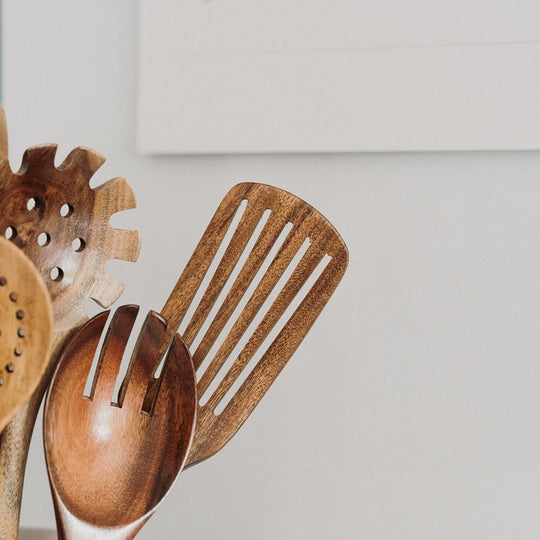 Niet-toxische en hittebestendige houten keukengerei (7-delige set)