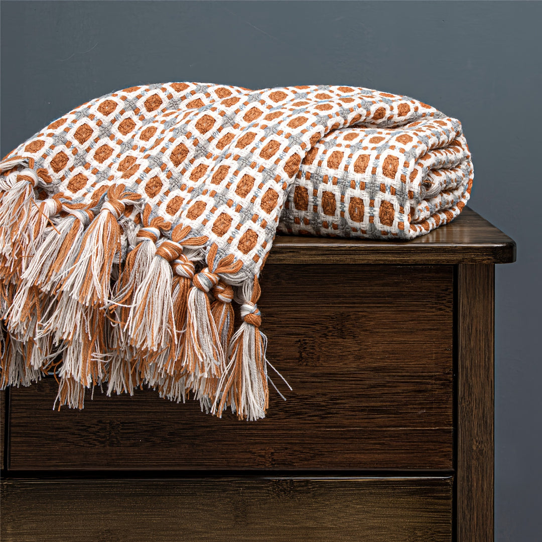 Bohemian Tassel Blanket - Soft Knitted Sofa Towel for Comfort & Stress Relief