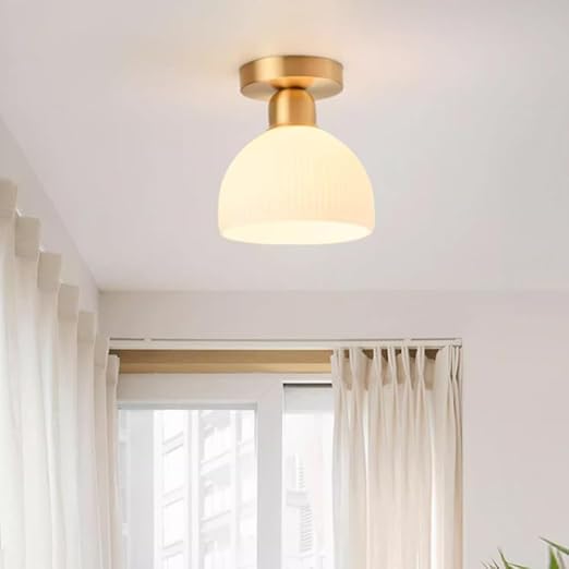 Modern Milk White Glass Flush Mount Ceiling Light Fixture – Elegant Illumination for Contemporary Spaces
