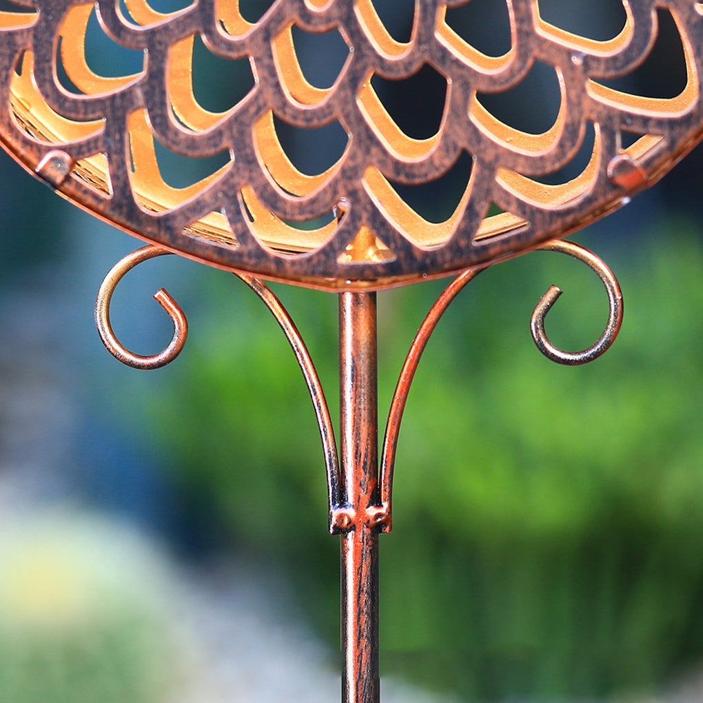 Round Iron Solar Garden Lights with Flower Projection – Waterproof Solar Lights for Outdoor Yard Decor