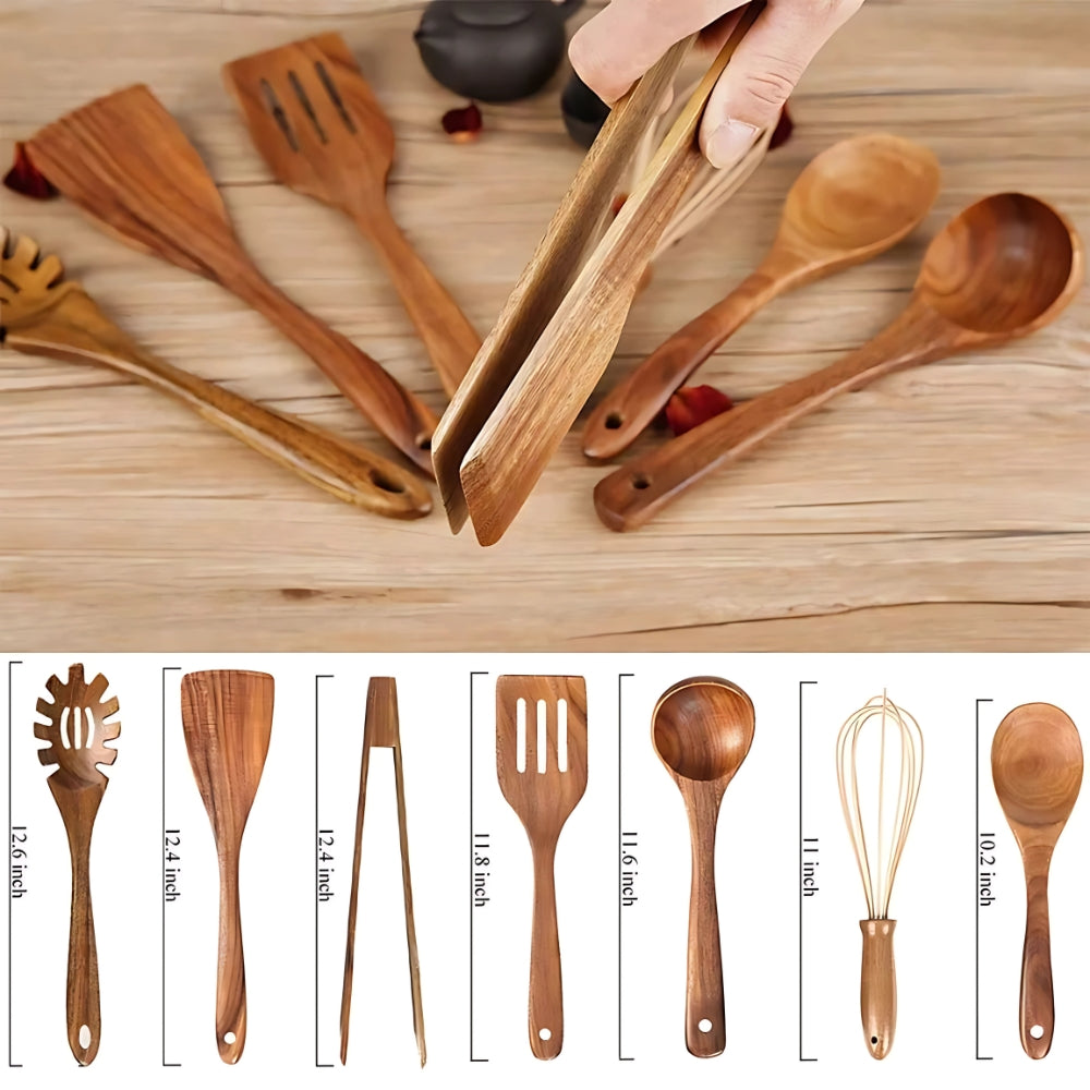 Premium Wooden Cooking Utensils | | Eco-Friendly | Non-Stick Safe | BPA Free