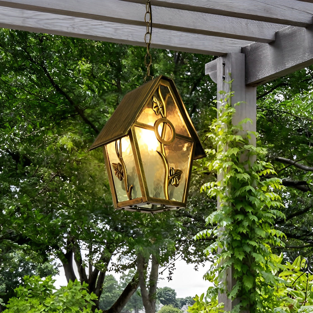 Modern Waterproof Outdoor Chandelier Light – Adjustable Hanging Chain, Durable Aluminum with Glass Lampshade for Exterior Use