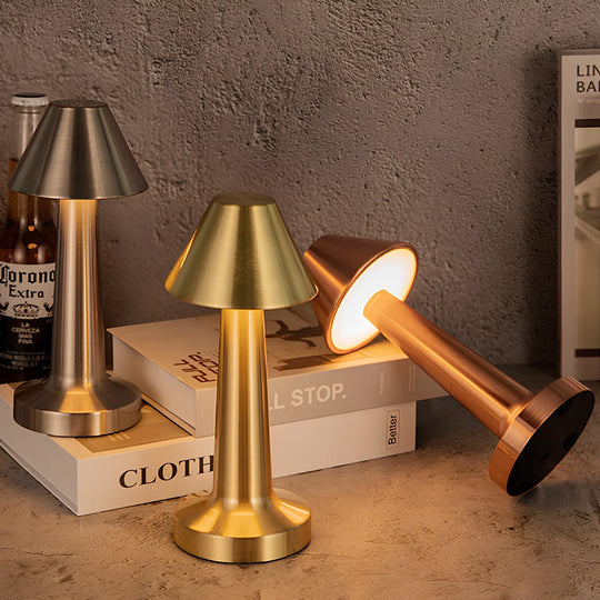 Restaurant Bar Table Lamp | Durable Iron | Adjustable Brightness | Cordless + Portable
