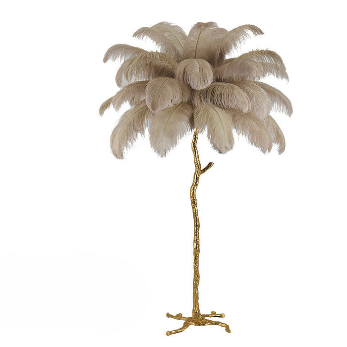 Luxury Gold Nordic Ostrich Feather Floor Lamp – Elegant & Stylish Lighting