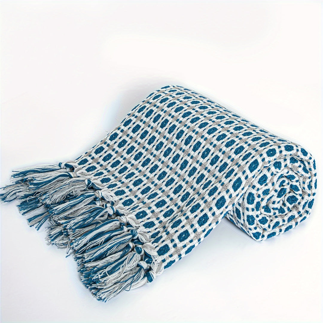 Bohemian Tassel Blanket - Soft Knitted Sofa Towel for Comfort & Stress Relief