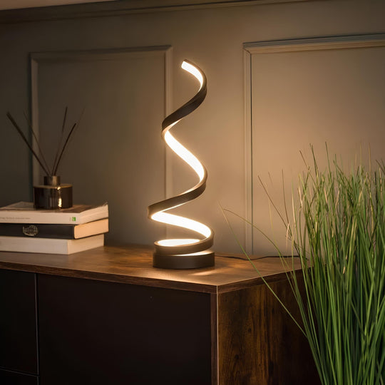 Moderne spiraal tafellamp met dimbare helderheid en USB-voeding - Stijlvolle bed- of bureaulamp voor slaapkamer