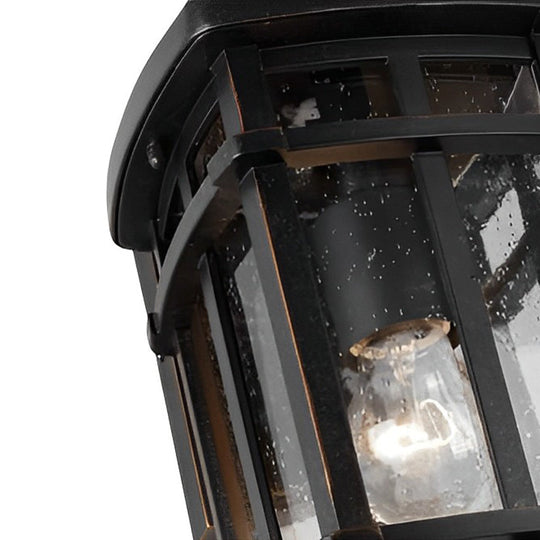 Modern Outdoor Wall Light Sconce with Bubbles Glass Shade – Waterproof Black Aluminum Exterior Wall Lantern for Porch and Garden
