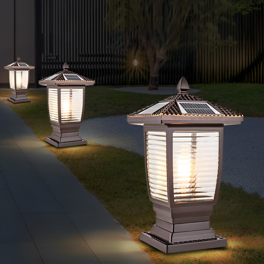 Modern Solar Fence Post Lights with Intelligent Light Control - Waterproof Aluminum Design for Garden and Outdoor Spaces