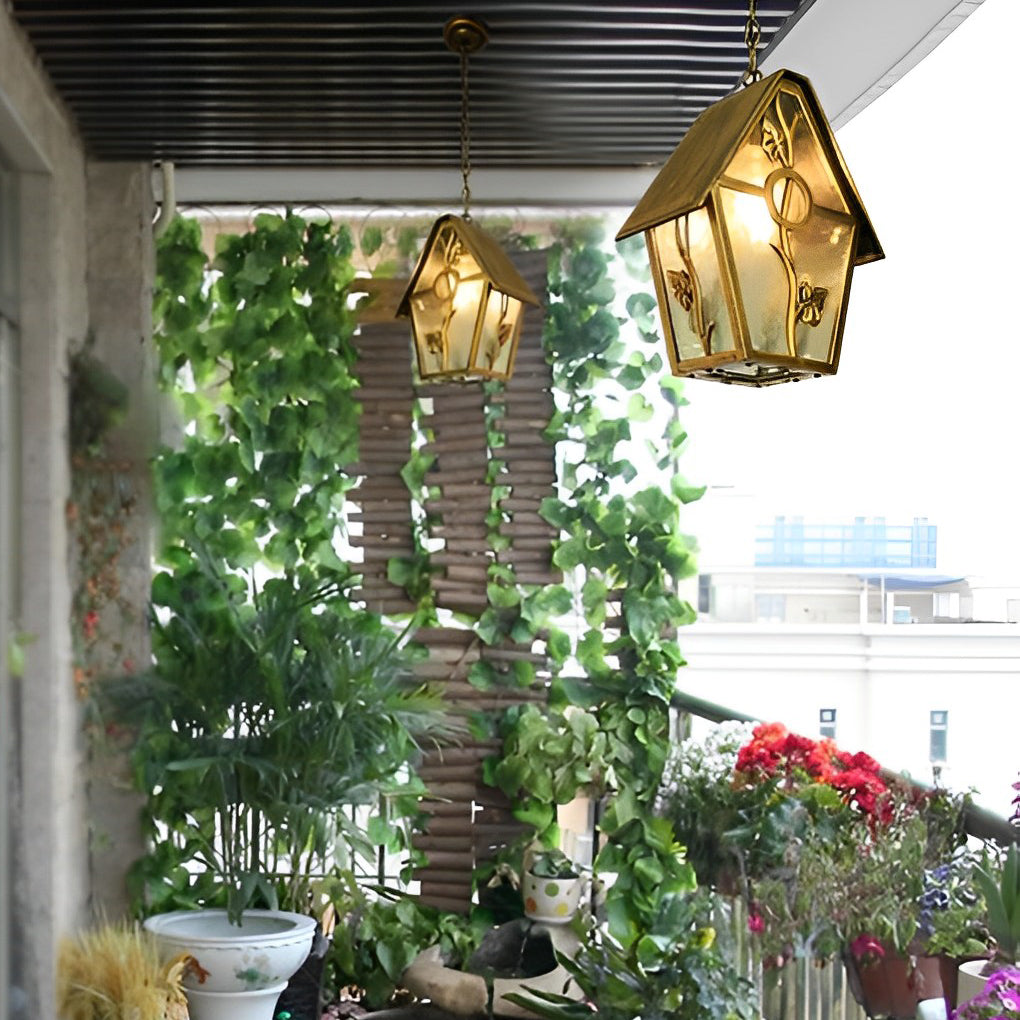 Modern Waterproof Outdoor Chandelier Light – Adjustable Hanging Chain, Durable Aluminum with Glass Lampshade for Exterior Use