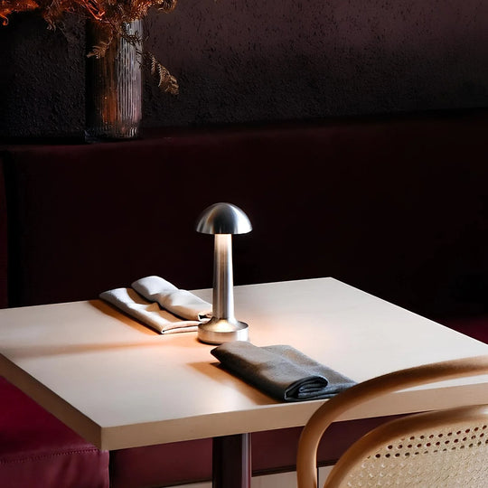 Restaurant Bar Table Lamp | Durable Iron | Adjustable Brightness | Cordless + Portable