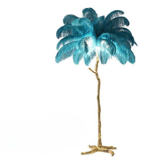 Luxury Gold Nordic Ostrich Feather Floor Lamp – Elegant & Stylish Lighting