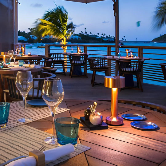 Restaurant Bar Table Lamp | Durable Iron | Adjustable Brightness | Cordless + Portable