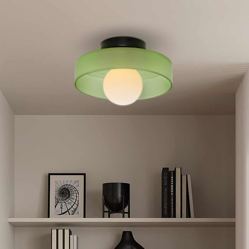 Modern Round Flush Mount Ceiling Light – Elegant Glass Fixture for Contemporary Interiors