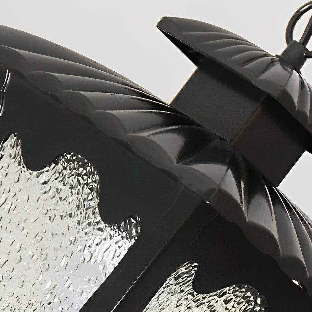 Waterproof Outdoor Chandelier with Glass Lampshade – Retro Style Pendant Light for Porch and Garden