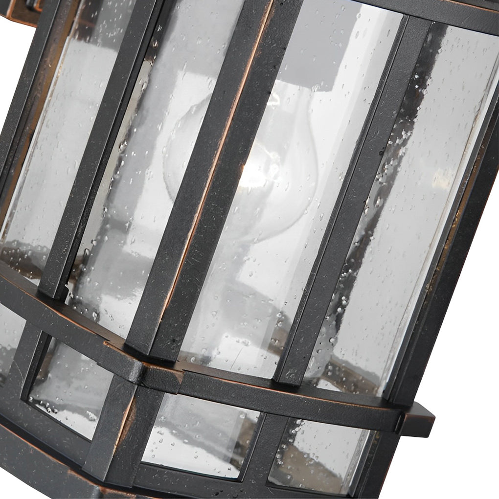 Modern Outdoor Wall Light Sconce with Bubbles Glass Shade – Waterproof Black Aluminum Exterior Wall Lantern for Porch and Garden