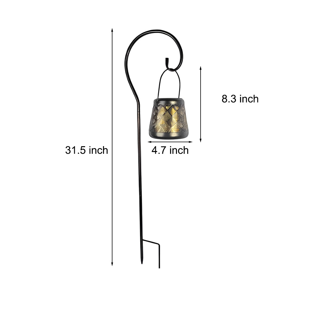 Ensemble de 2 lanternes solaires d'extérieur – Lampes LED suspendues en treillis de fer rétro, étanches pour jardin et allée