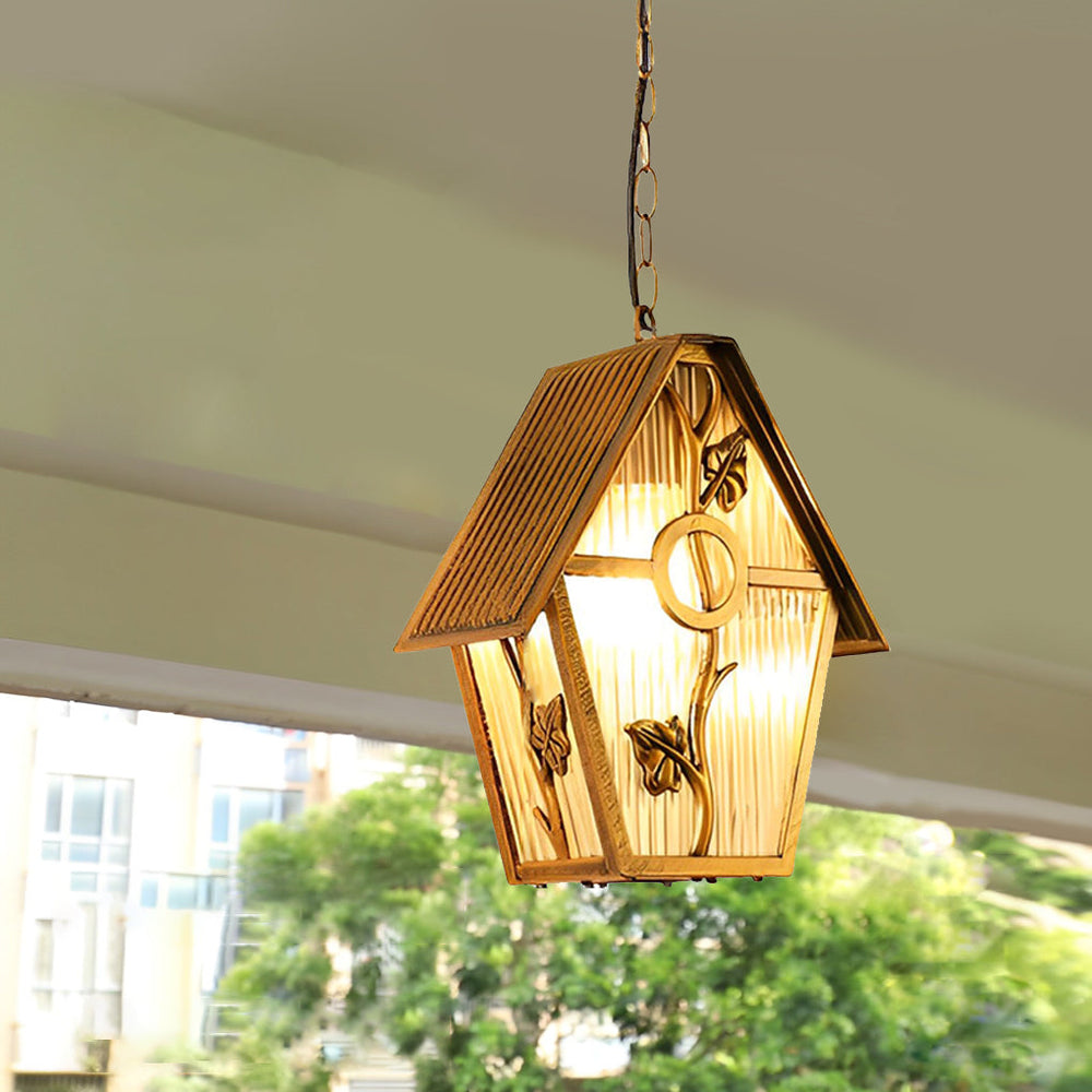 Modern Waterproof Outdoor Chandelier Light – Adjustable Hanging Chain, Durable Aluminum with Glass Lampshade for Exterior Use